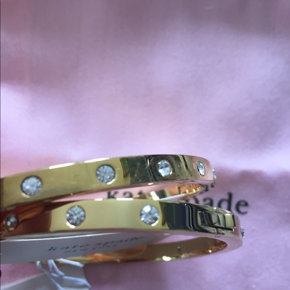 Kate Spade Set Of 2 Metal Stone Hinged Bangles - Picture 5 of 10